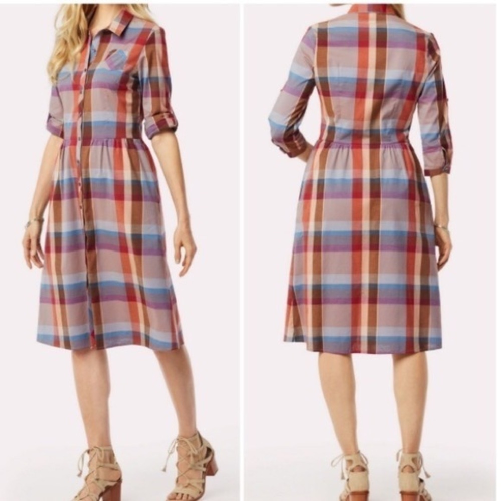 Pendleton Hailey Multicolor Plaid Midi Shirt Dress